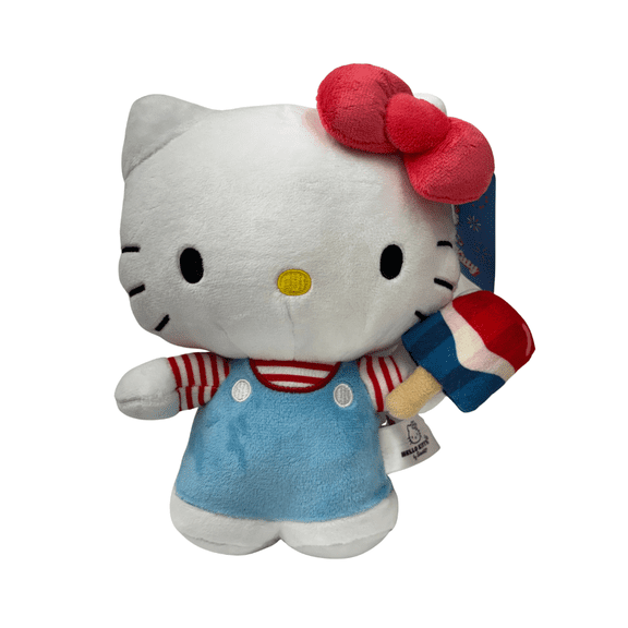 Hello Kitty Popsicle Plush Toy  8" Patriotic Red White & Blue Summer Plush, Soft Stuffed Animal
