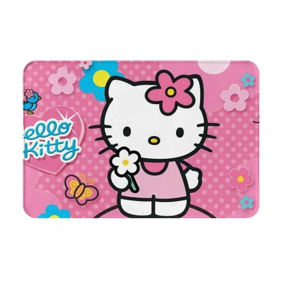 Hello Kitty Print Bathroom Rugs Mat 24x16,Extra Soft and Absorbent Microfiber Bath Rugs,Non-Slip Plush Shaggy Bath Carpet,Machine Wash Dry,Bath Mat for Bathroom Floor,Tub and Shower,Grey