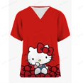 Hello Kitty Print Nurse Uniforms Scrub Tops Women Casual Working Nurse