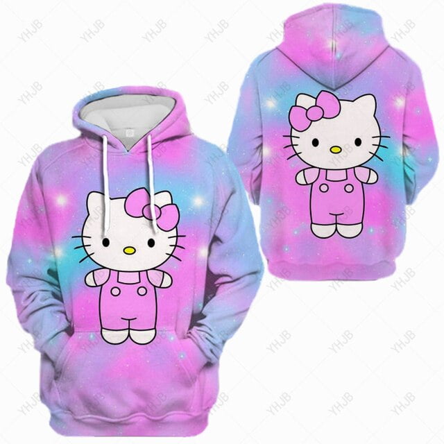 Hello Kitty Print Oversized Hoodies for Women Clothes Pink Harajuku ...