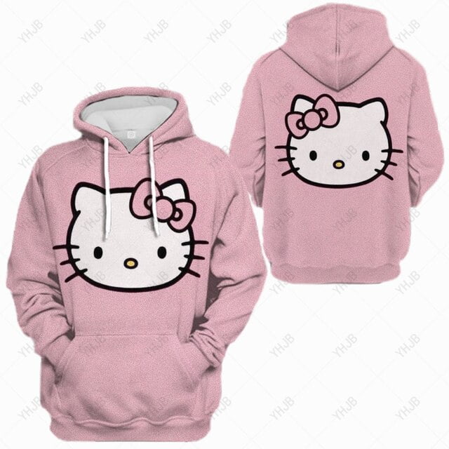 Hello Kitty Print Oversized Hoodies for Women Clothes Pink Harajuku ...