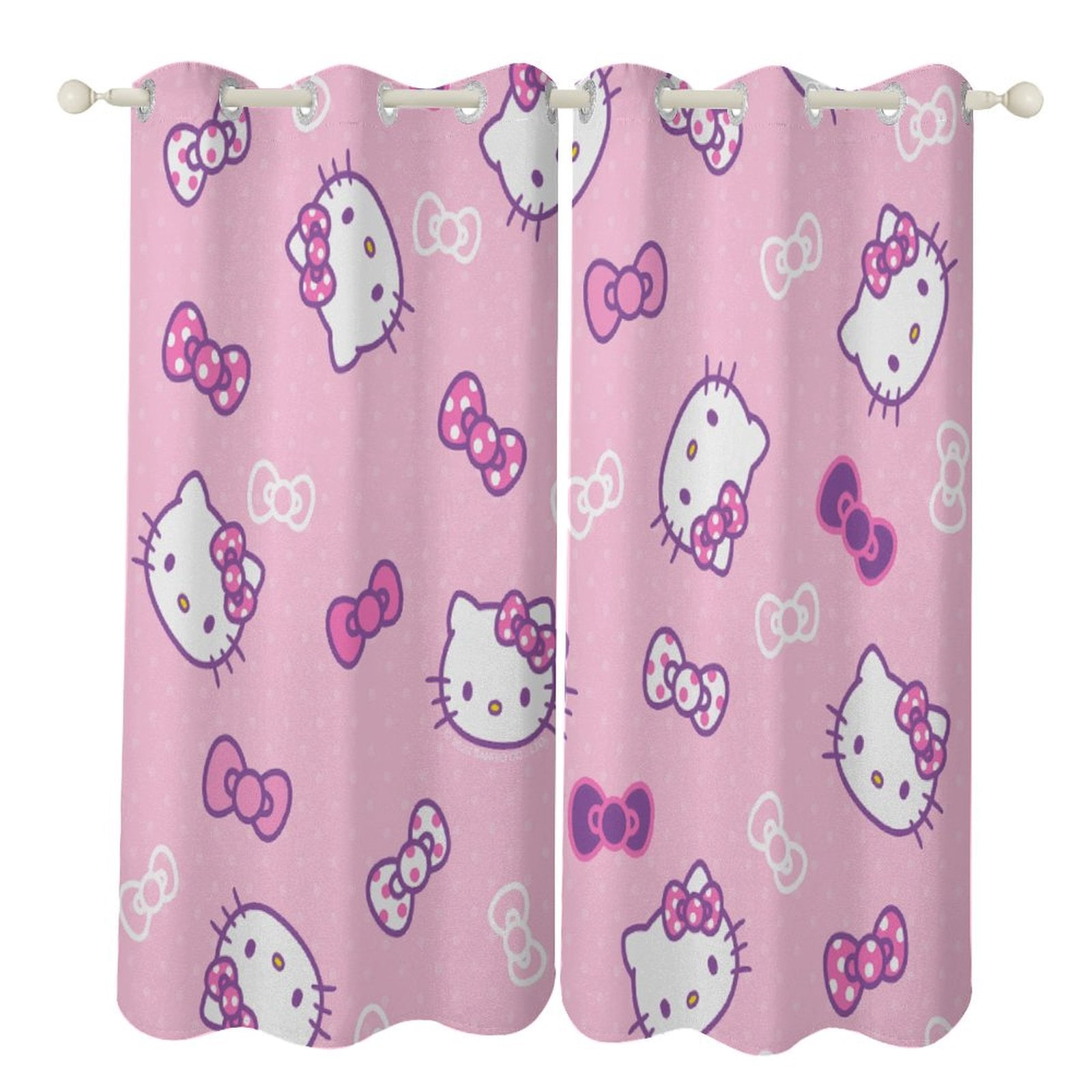 Hello Kitty Print Perforated Curtains Living Room Bedroom Blackout ...