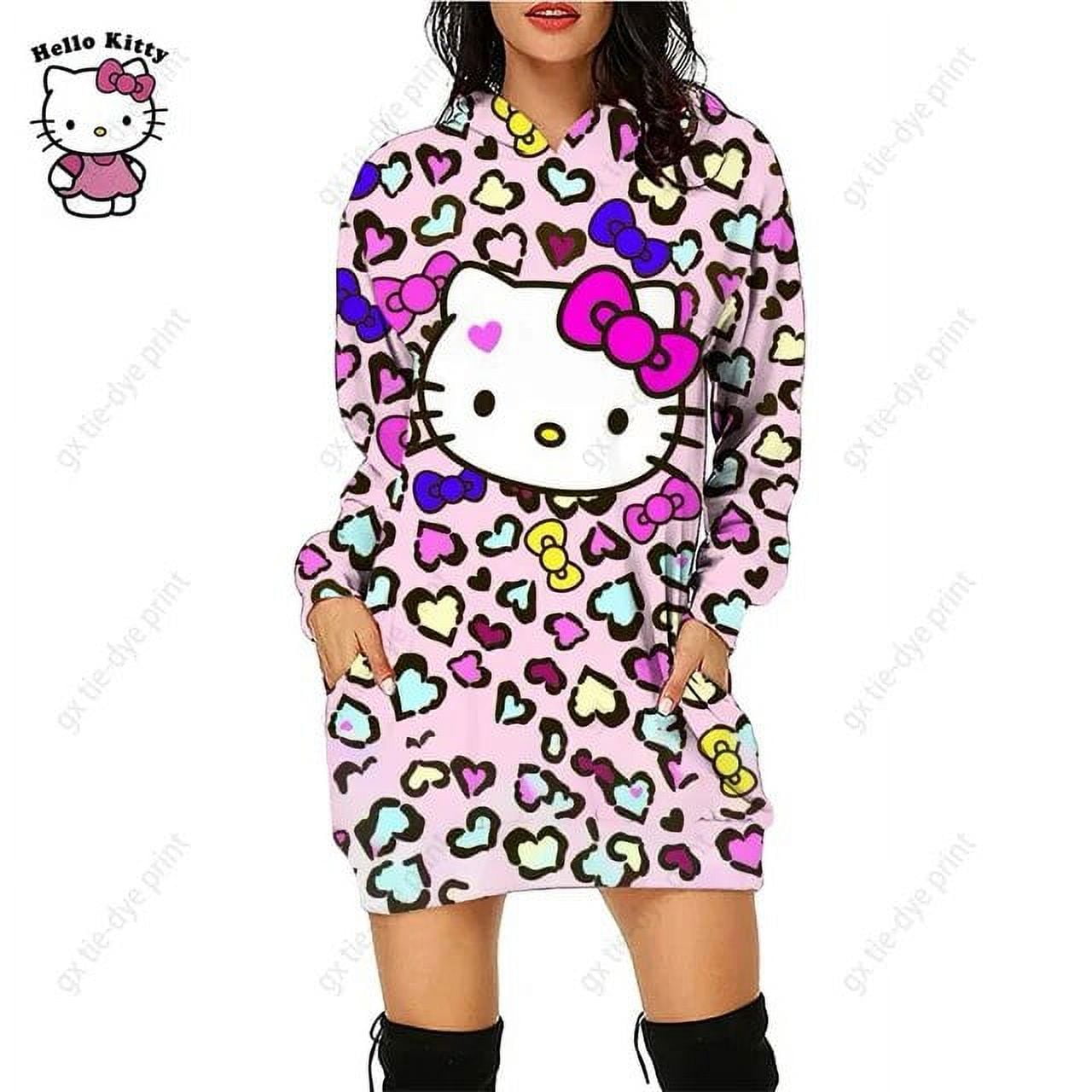 Hello Kitty Print Sweatshirt Hoodies Dress Women Clothing Polyester ...