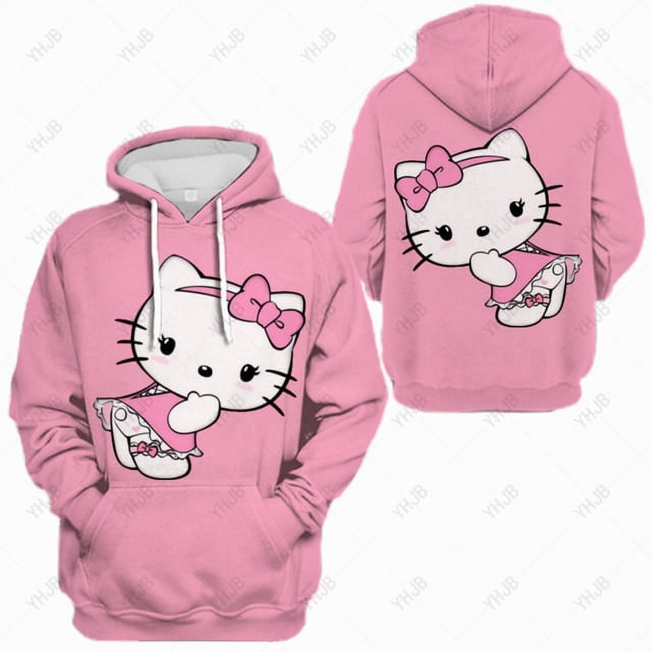 Hello Kitty Print Sweatshirt Women 2023 Autumn Winter Designer Fashion ...