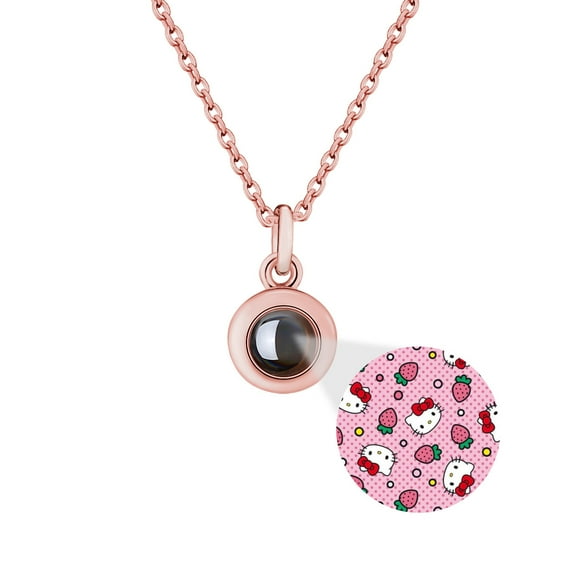 Hello Kitty Projection Necklace For Women, Personalized Pendant With Cartoon Picture Inside, Gift For Girlfriend, Wife, Mom, And Family Members MistyRose