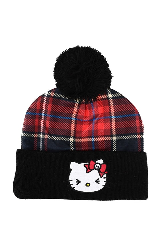 Hello Kitty Magic Jacquard Crown Embroidered Cuffed Knit Beanie Hat for Adults