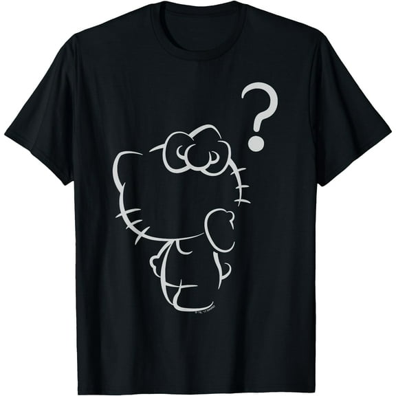 Hello Kitty Question Mark DTG Print Unisex T-Shirt,Black Color,Size YXS