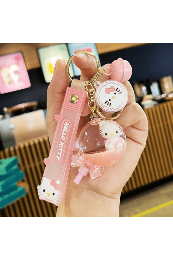 Hello Kitty Quicksand Keychain, Cute Schoolbag Pendant, Creative Gift for Kids