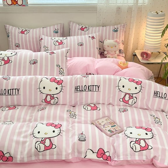 Hello Kitty Quilt Cover Kuromi Sheet Suit Soft Comfortable Household Goods Cute Bed Sheet Duvet Cover Dormitory Bedding