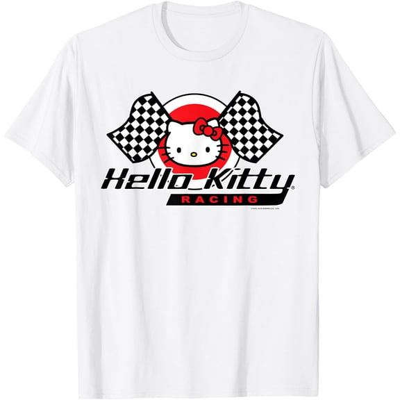 Hello Kitty Racing DTG Print Unisex T-Shirt,White Color,Size 3XL