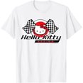 thumbnail image 1 of Hello Kitty Racing Flag T-Shirt, Cute Kitten Tee For Men Women Cat Lovers, White Color, Size 5XL, 1 of 2