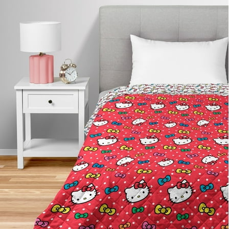 Hello Kitty Rainbow Bows Quilted Throw Blanket 60x80 inches