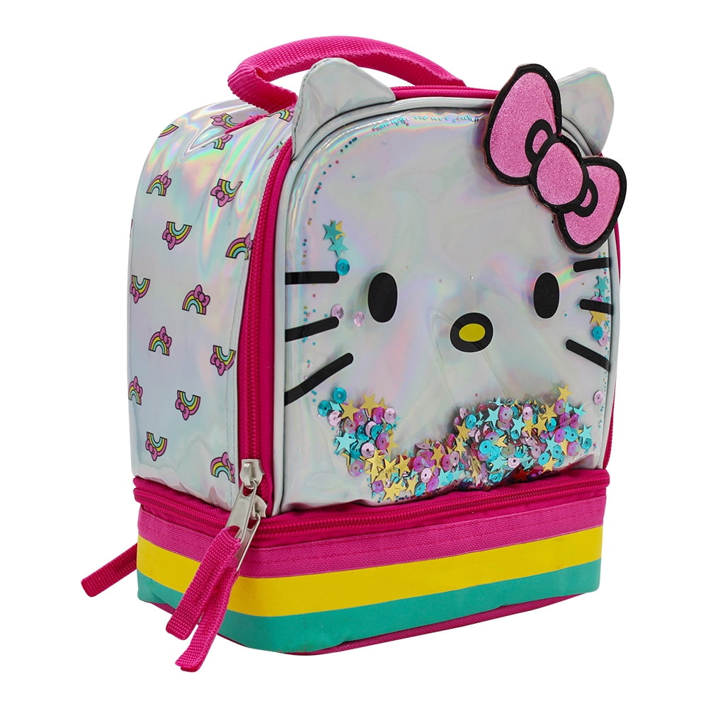 Hello Kitty Lunch Box Bag Insulated Black/Pink Heart