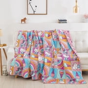 Hello Kitty Rainbow Pink Full/Queen Quilted Blanket 90 x 90 inches