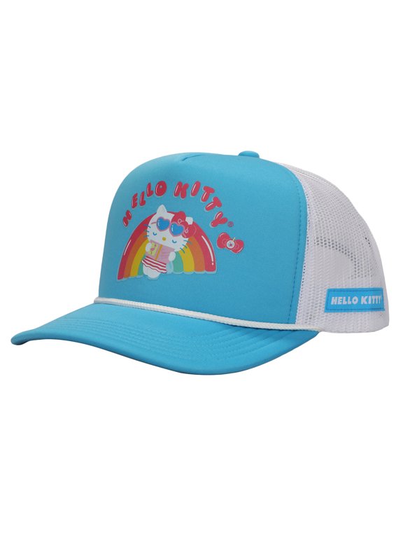 Hello Kitty Rainbow Pool Float Men's Light Blue Foam Trucker Hat
