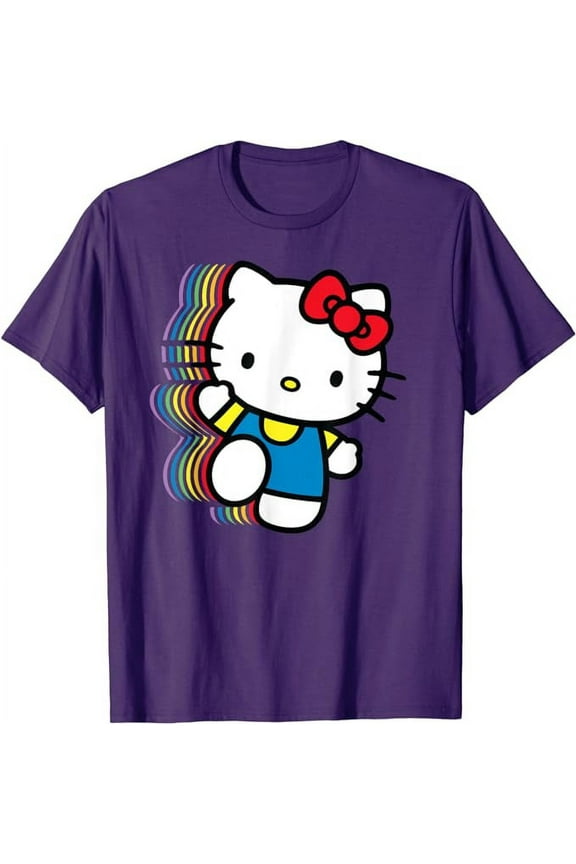 Hello Kitty Rainbow Shapes T-Shirt Cute Kitten Gift For Men Women Cat Lovers, Purple Color, Size S