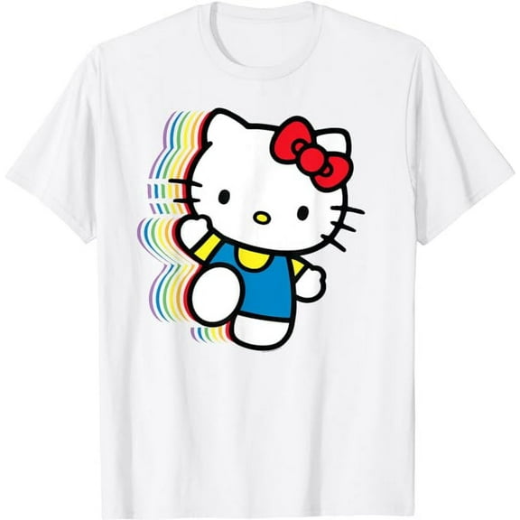 Hello Kitty Rainbow Shapes T-Shirt Cute Kitten Gift For Men Women Cat Lovers, White Color, Size M
