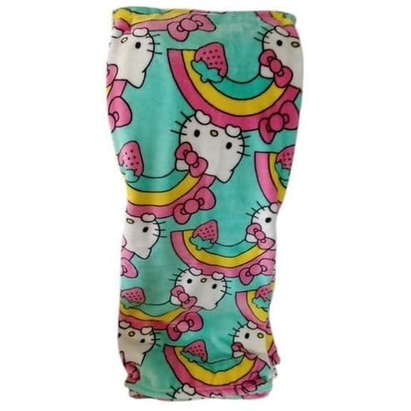 Hello Kitty Rainbow Silk Touch Throw Blanket 50x70 NWT Teal