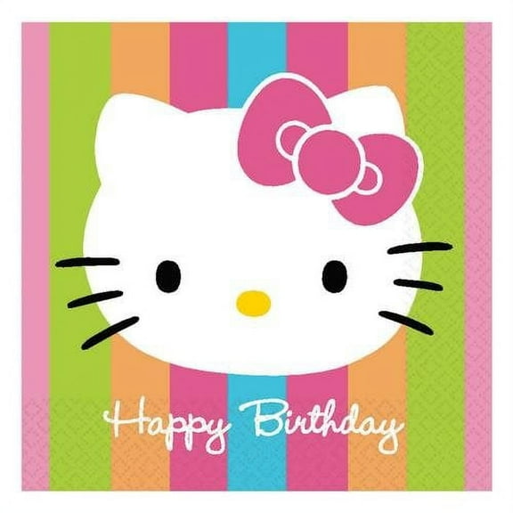 Hello Kitty 'Rainbow Stripes' Happy Birthday Lunch Napkins 3ply (16ct)