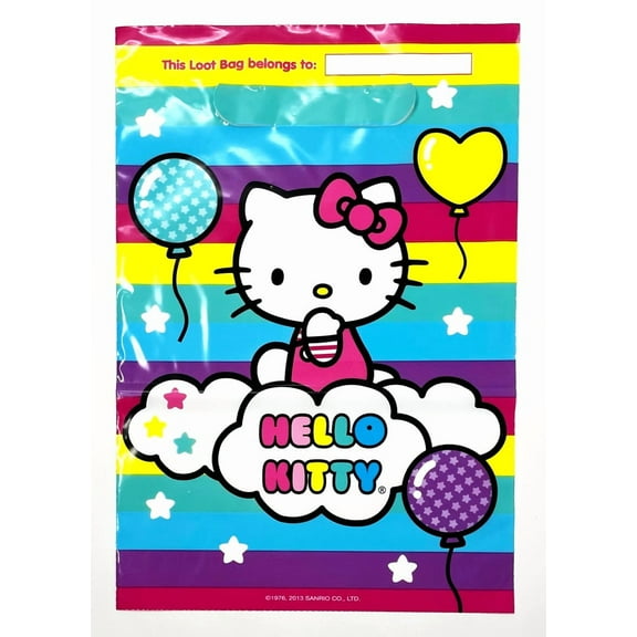 Hello Kitty Rainbows & Balloons Party Favor Treat Bags - Pack of 8