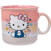 Silver Buffalo Sanrio Hello Kitty Sitting Hearts and Bows Reactive Glaze Ceramic Camper Mug, 20 Ounces