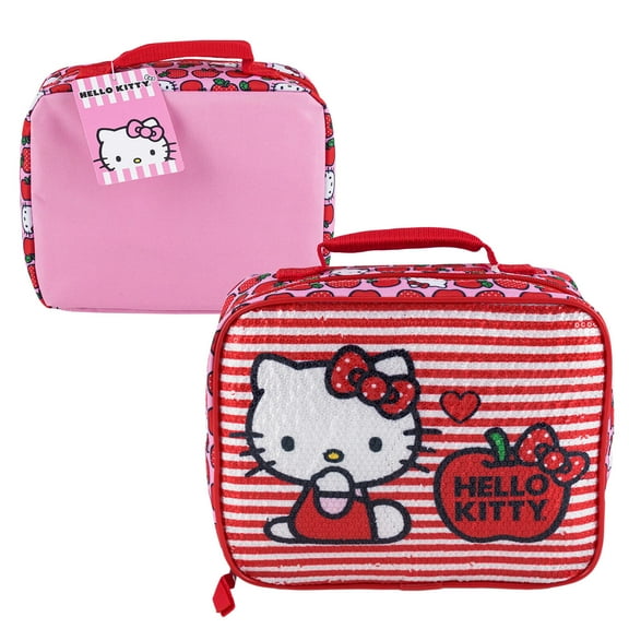 Hello Kitty Rectangular Lunch Bag - 9.5" - Sequin Hello Kitty And Apples