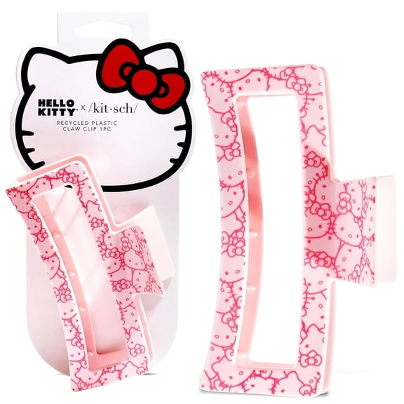 Hello Kitty Recycled Plastic Jumbo Claw Clip, Extra Large claw Clips for Thick Hair, Big Hair Thin | Ideal Gifts Women (1 Piece, Pink Faces)