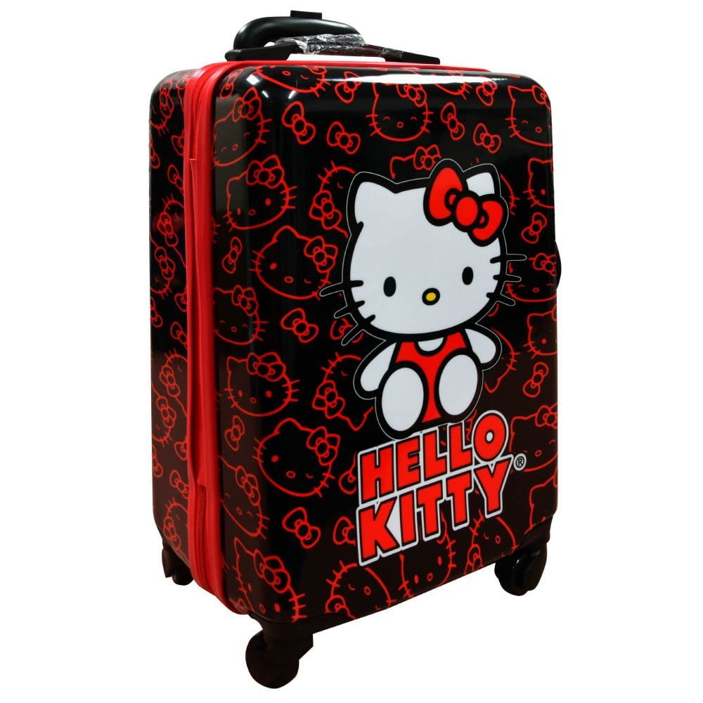 Hello Kitty Red 18" Hard Sided Luggage w/4 Spinner Wheels- NO RETURN