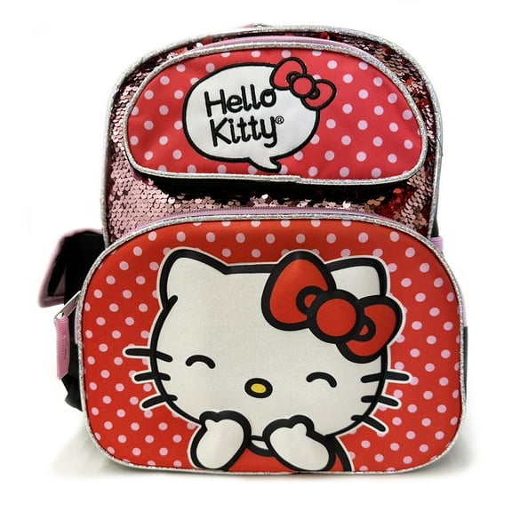Hello Kitty Red Dots 3D Molded Magic Sequins 16" Large Backpack