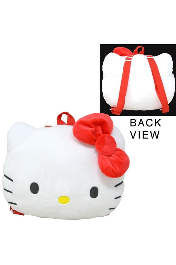Red Head Shaped Plush Backpack 10x13", RED