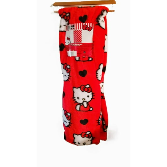 Hello Kitty Red Heart Faux Fur Plush Throw Blanket