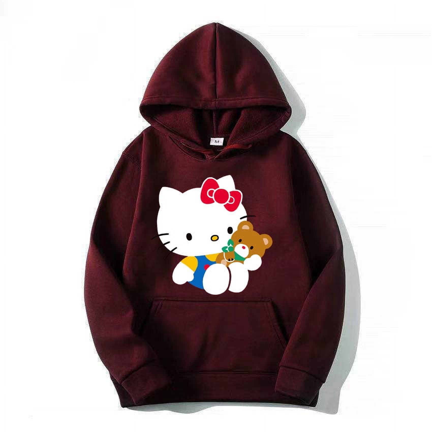 Hello Kitty Red Women Hoodie Tops Spring Autumn 2024 New Fashion Men