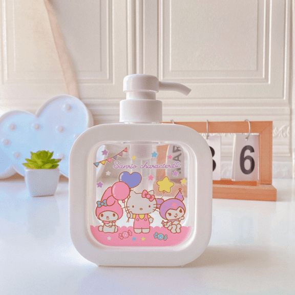 Hello Kitty Refillable Soap Dispenser, Portable Shampoo & Shower Gel Holder for Bathroom or Travel