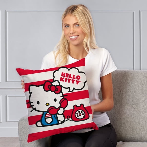 Hello Kitty Retro Chat Kids Printed Throw Pillow, 18 x 18 inches
