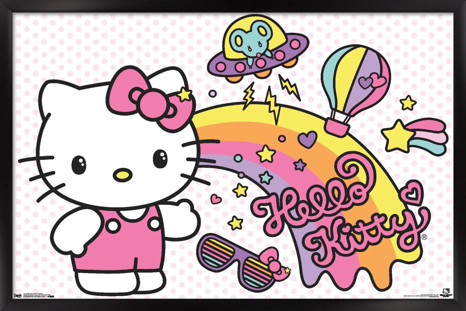 Hello Kitty - Retro Rainbow Wall Poster, 14.725" x 22.375", Framed