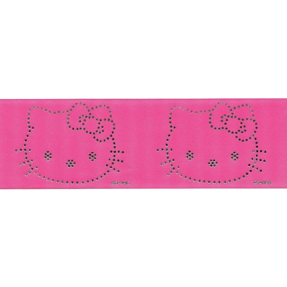 Hello Kitty Ribbon 2-1/4"X10yd-Pink & Silver, Pk 10, Offray
