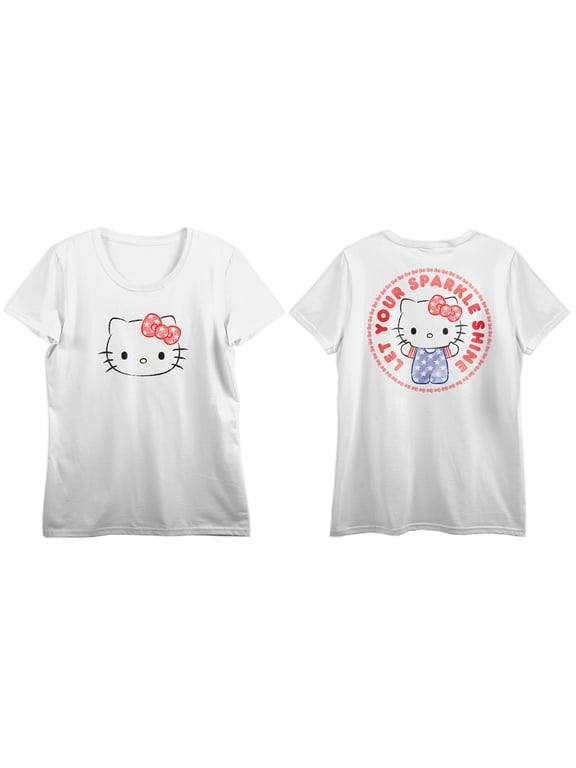 Hello Kitty Ribbon Stars Let Your Sparkle Shine Tee for Women-Small