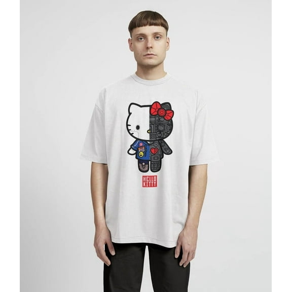 Hello Kitty Robot T-Shirt – Half Cute Half Cyborg Graphic Tee