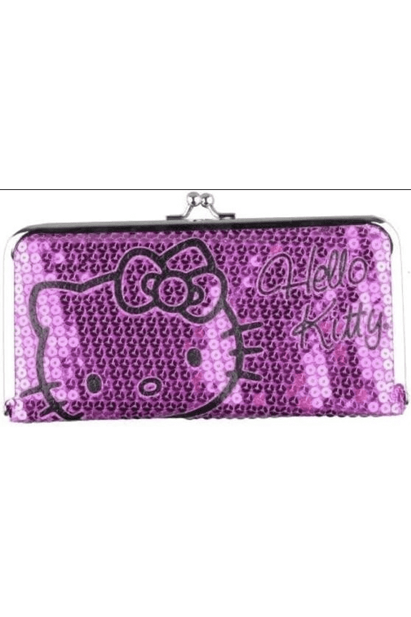 Hello Kitty SLGS Fusia Pink Sequin Frame Coin Credit Card Wallet