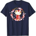 thumbnail image 1 of Hello Kitty Sakura Spring T-Shirt For Men Women Boy Girl, Navy Color, Size 3XL, 1 of 2