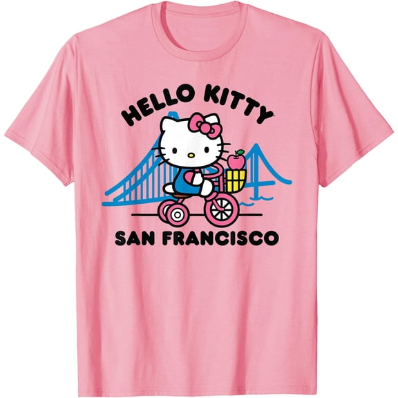 Hello Kitty San Francisco DTG Print Unisex T-Shirt,Light Pink Color,Size 4T
