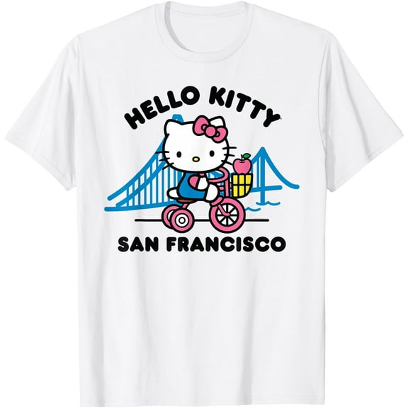Hello Kitty San Francisco DTG Print Unisex T-Shirt,White Color,Size 3XL