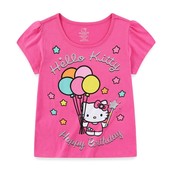 Hello Kitty Sanrio Birthday Short Sleeve T-Shirt (Girls), Sizes 2T-12