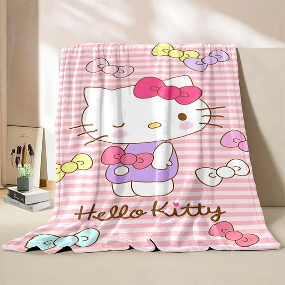 Hello Kitty Sanrio Blanket Soft Fluffy Cartooon Throw King Size Luxury Blanket Kid Boy Adult Sofa Bed Blanket Cover Throw Gift LS