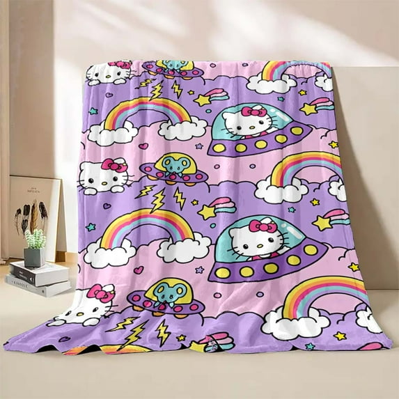 Hello Kitty Sanrio Blanket Soft Fluffy Cartooon Throw King Size Luxury Blanket Kid Boy Adult Sofa Bed Blanket Cover Throw Gift LS