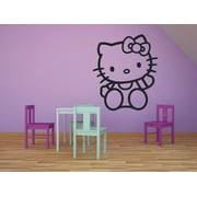 ALL THINGS VALUABLE Hello Kitty Sanrio Cat Ribbon Cute Character Cartoon Wall Sticker Art Decal for Girls Boys Room Bedroom Nursery Kindergarten House Fun Home Decor Stickers Wall Art Vinyl Decoration Size (40x35 inch)