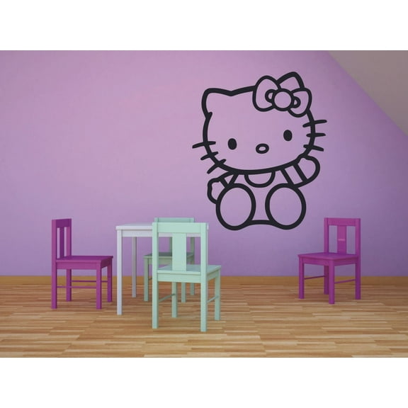 Hello Kitty Sanrio Cat Ribbon Cute Character Cartoon Wall Sticker Art Decal for Girls Boys Room Bedroom Nursery Kindergarten House Fun Home Decor Stickers Wall Art Vinyl Decoration Size (30x27 inch)