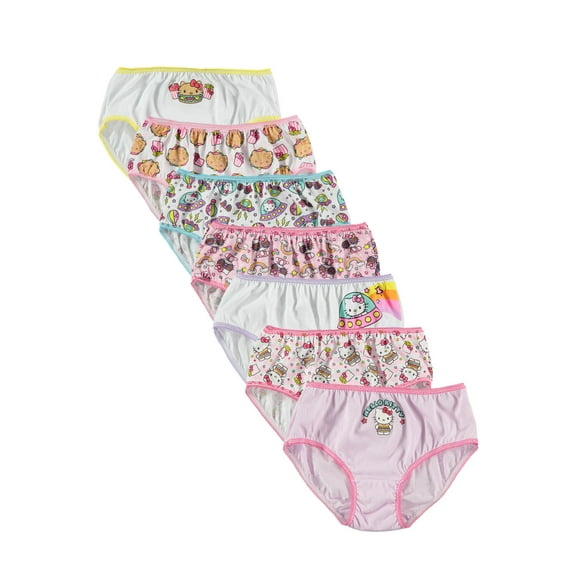 Hello Kitty Sanrio Girls' 100% Cotton Underwear, 7 Pack Panties Sizes 4 - 8