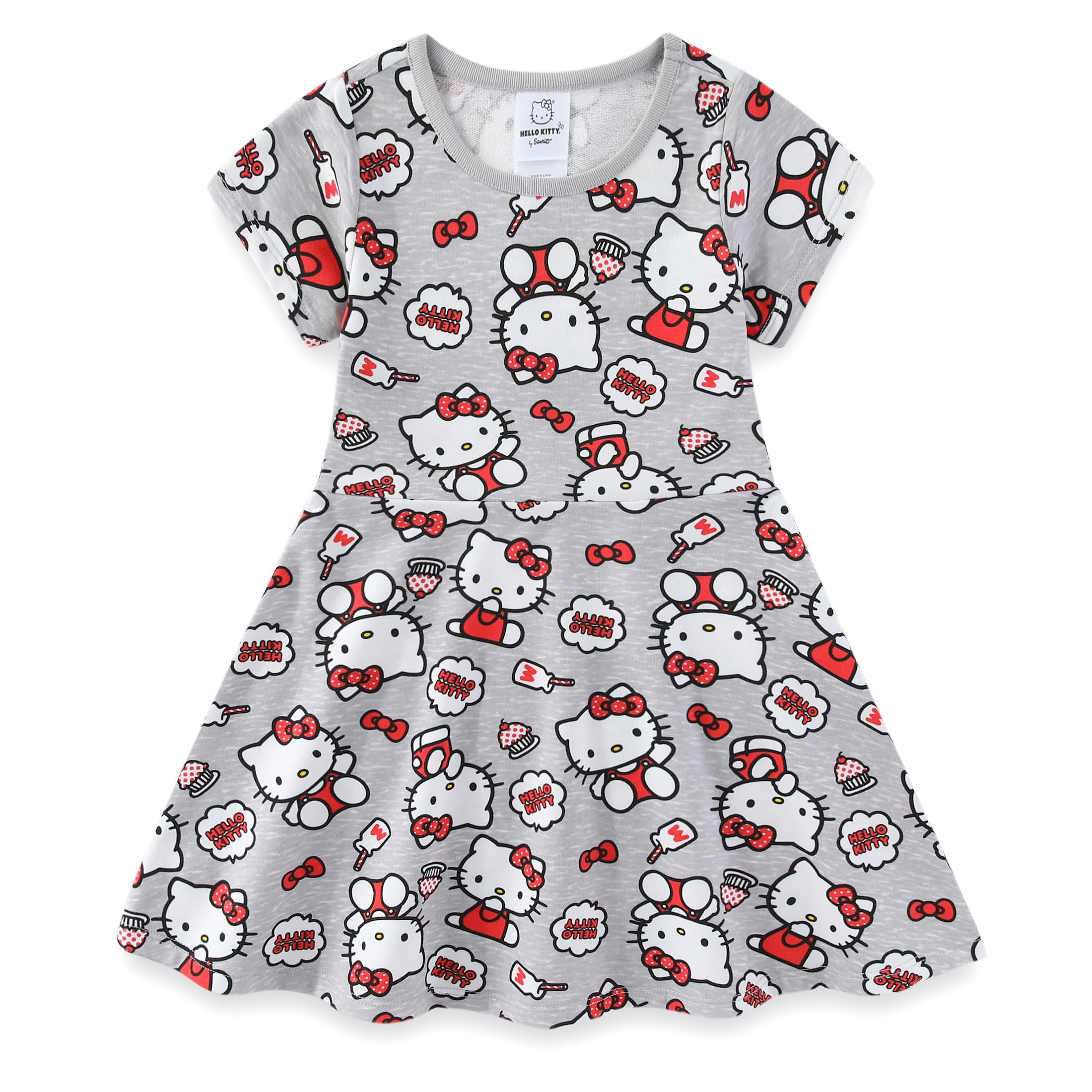 Hello Kitty Sanrio Girls French Terry Skater Dress for (Girls), Sizes ...