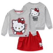 Hello Kitty Sanrio Girls French Terry Sweatshirt and Skort Skirt Set (Girls), 2 Piece Set, Sizes 4-12